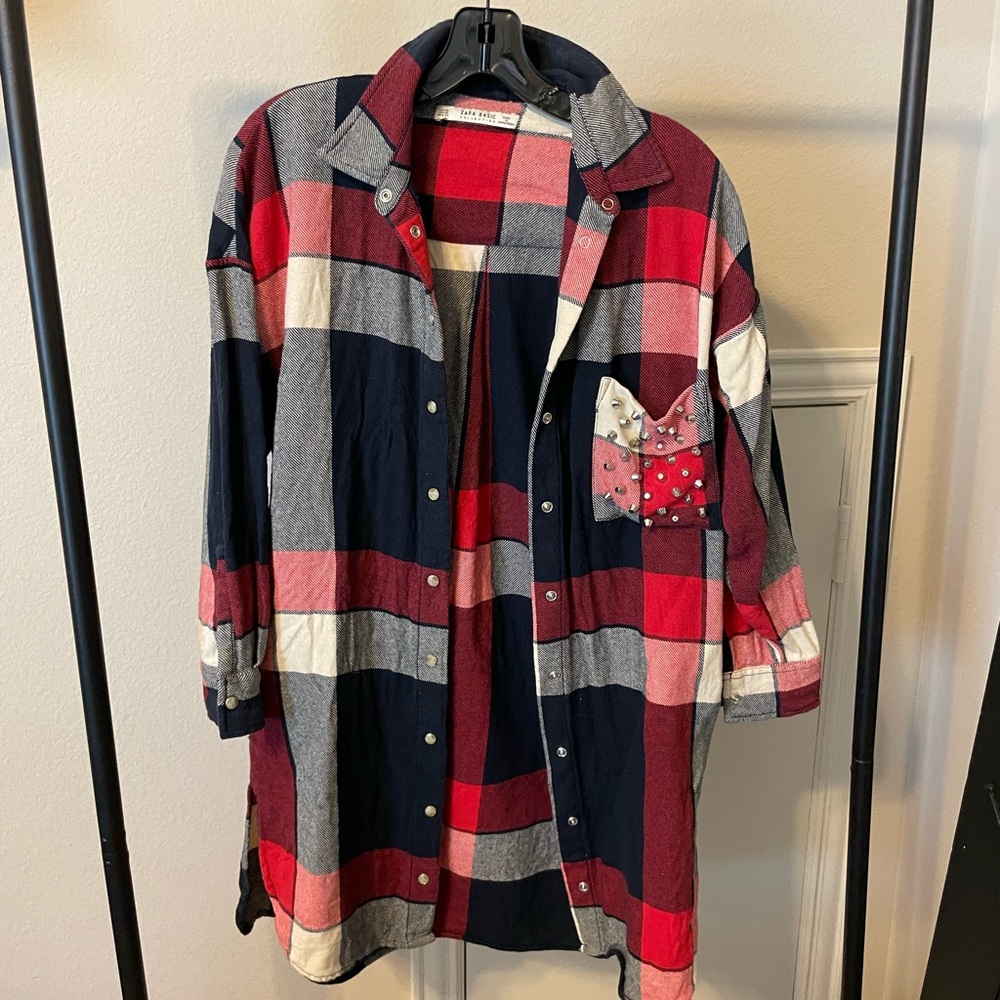 Plaid Long Sleeve Shirt Jacket